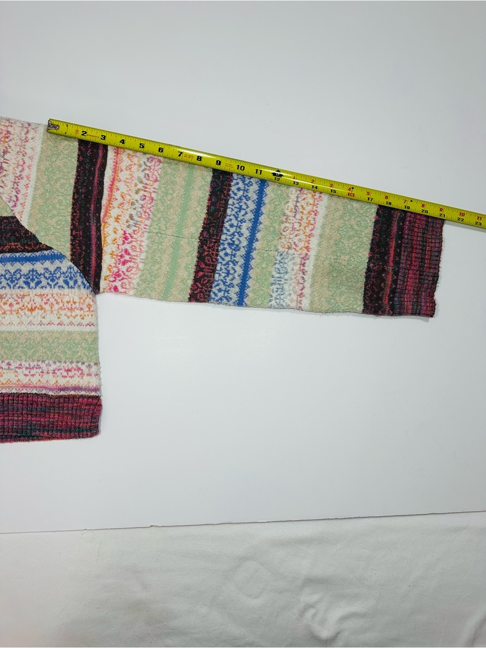DAILY PRACTICE CROPPED HOODED SWEATER WOMEN’S MED FAIR ISLE STRIPE BOHO COASTAL - Picture 5 of 9